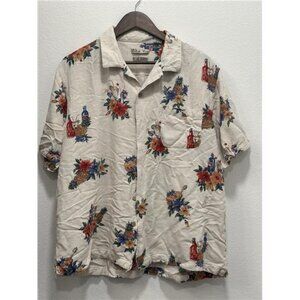 Batik Bay Men's Hawaiian Shirt Size XL Tan Tropical Cocktails Woody Button